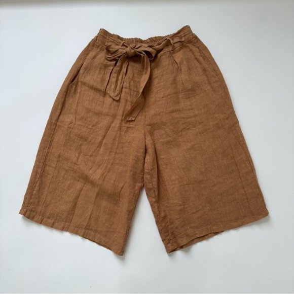 francesca bettini Pants - Italian Francesca Bettini 100% Linen Cinnamon Wide Leg Pants / Culottes Large